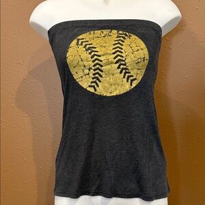 Charcoal Gray Tube Top with Gold Softball and/or Softball Design